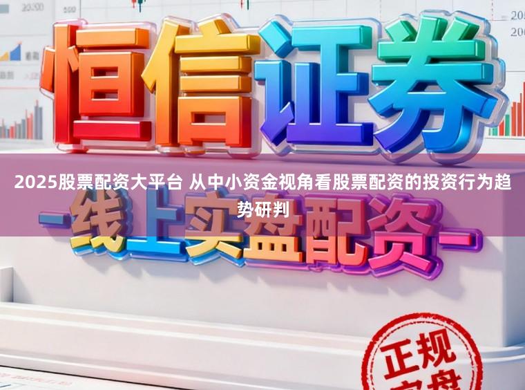 2025股票配资大平台 从中小资金视角看股票配资的投资行为趋势研判